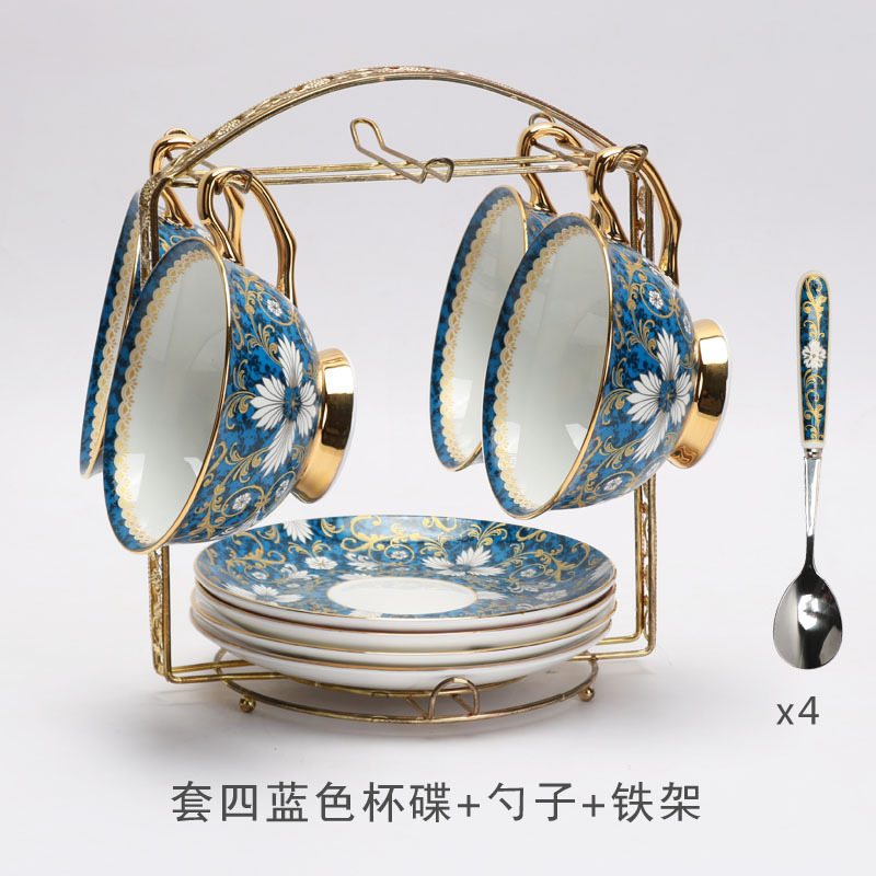 Juego de té de la tarde de lujo ligero de estilo europeo traje perfumado taza de café y platillo de cerámica de china de hueso de alta gama