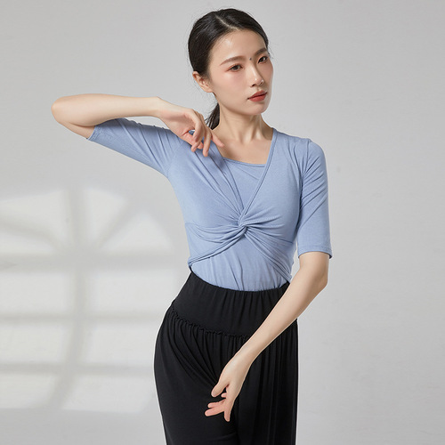Spring and Autumn Modern Dance Practice Clothing Tops Female Body Chinese Classical Dance Clothing Adult Teachers Mid-Sleeve Suit