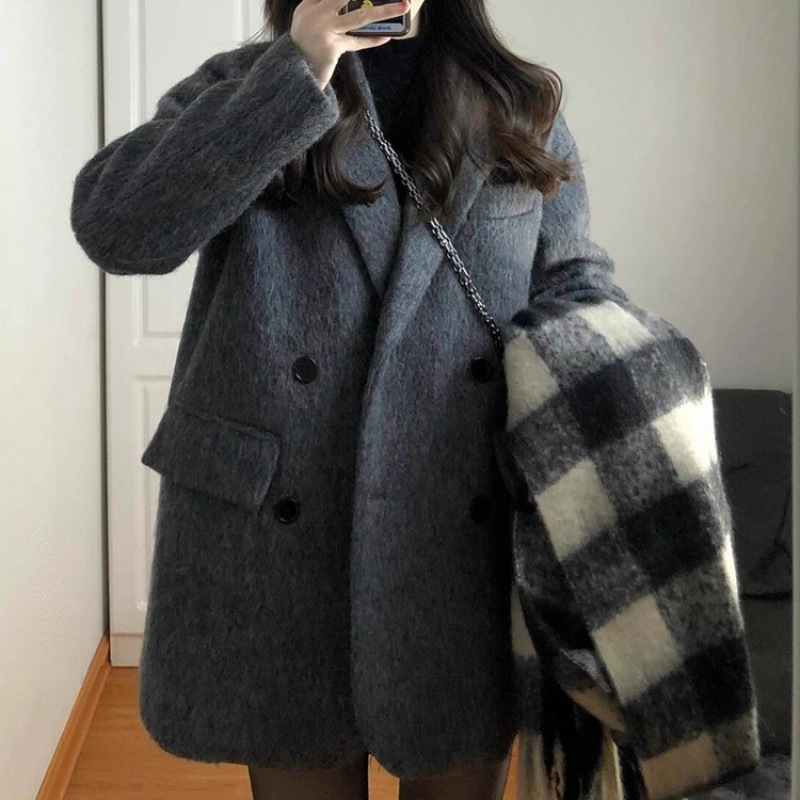 毛呢外套女短款小个子2026新款秋冬季高级感西装赫本风厚呢子大衣