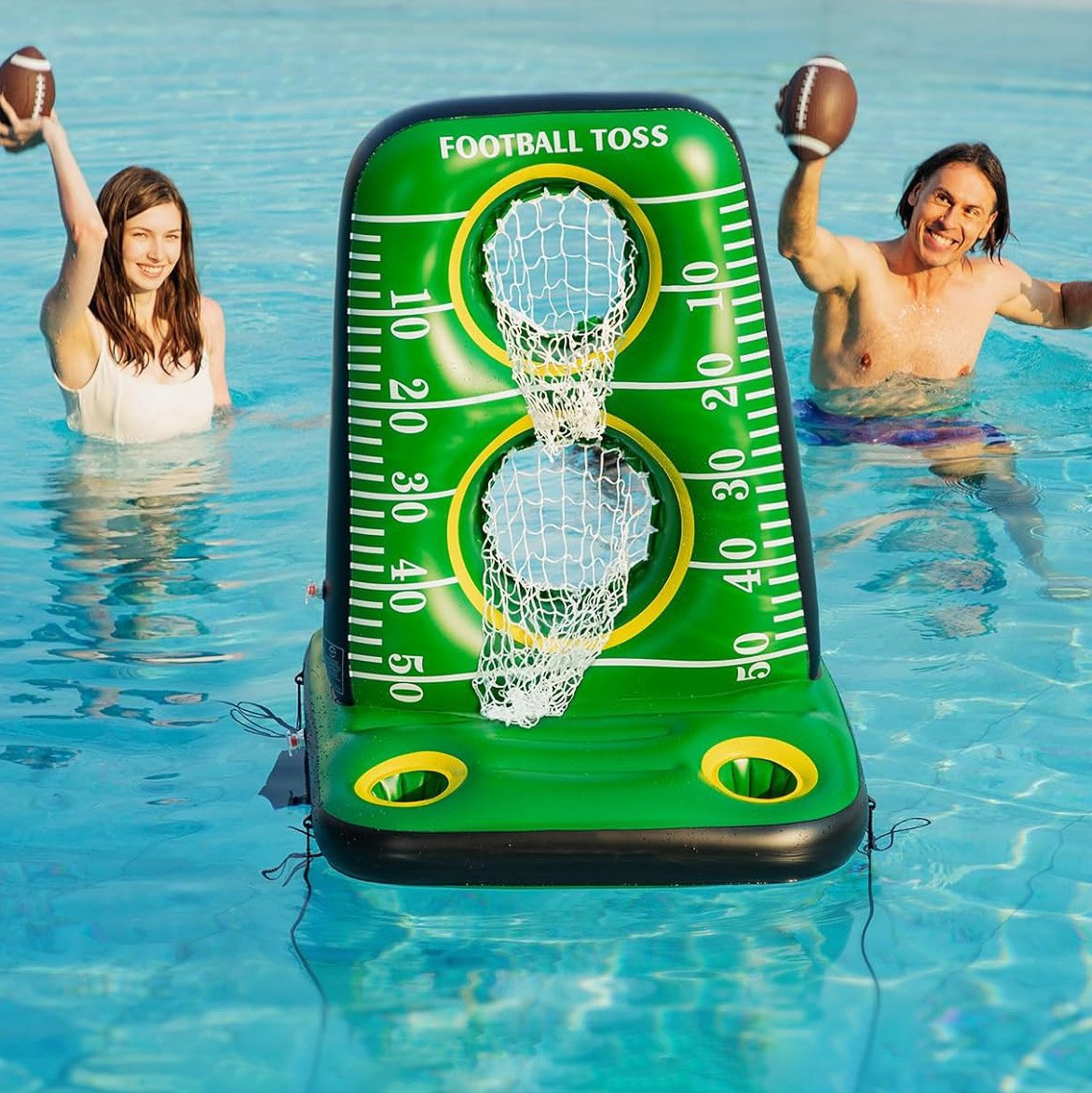 Source Factory Party Games Summer Outdoor Water Rugby Inflatable Ball Frame Floating Target Throwing Rack