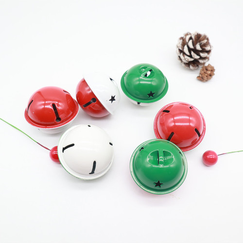 4CM Dual-Color Five-Star Bell Christmas Decoration Apple Gift Box DIY Accessories Pet Keychain Bell Christmas Bell