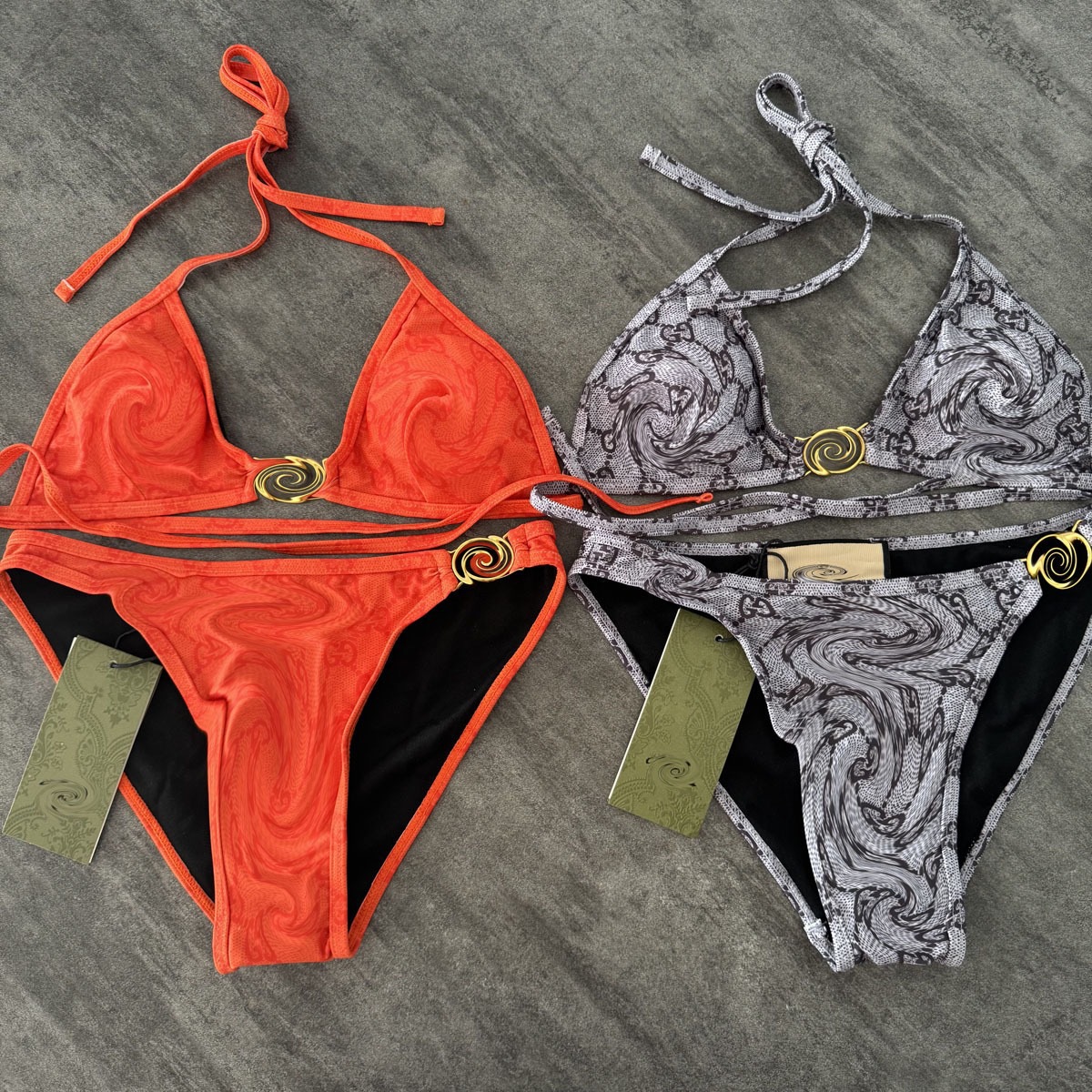 Factory Direct Sales Cross-Border European and American Foreign Trade Letters Sexy Three-Point Triangle Two-Piece Surf Bikini Swimsuit