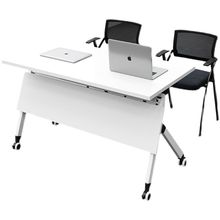 折叠会议桌培训台职员办公桌椅组合双人可移动拼接侧翻长条桌课桌