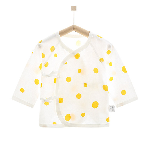Newborn Baby Summer Half-Sleeve Boneless Pure Cotton Ultra-Thin Infant Pajamas for First Month, Baby Monk Style Top for Air Conditioning