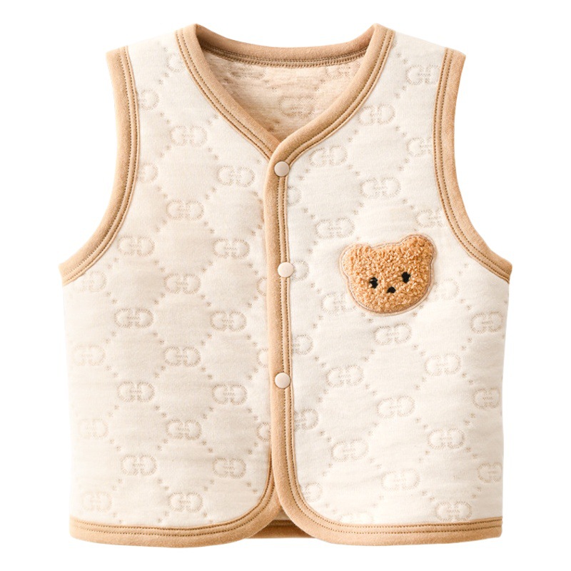 Chaleco de bebé otoño e invierno Bebé acolchado aire algodón de una pieza superior masculino infantil chaleco exterior desgaste cálido bebé