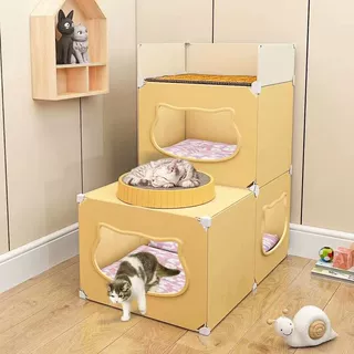 猫窝猫别墅四季通用猫屋猫床夏季猫咪窝可拆洗宠物凉席窝半封闭式