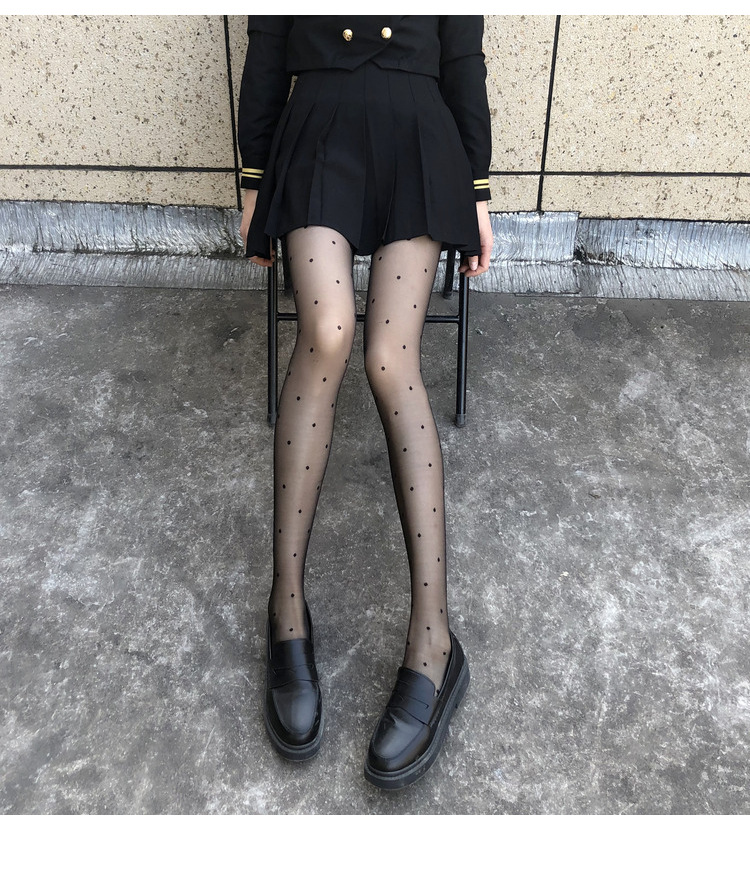 Trendy Polka Dot & Bow Sheer Pantyhose - Sexy Lace Tights With Heart & Dot Patterns, Ultra-Thin 10d Stockings For Women, Multiple Styles_voghion.com