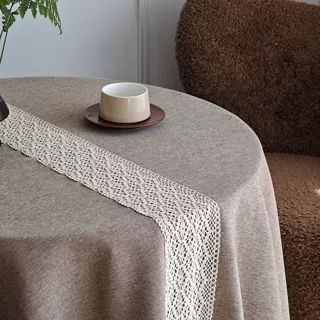 复古镂空蕾丝宽棉织带桌布棉麻风格圆桌餐桌茶几北欧ins台布拍照