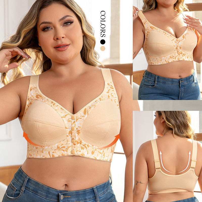 0Xl-8Xl Extra-Large Size Bra, Cross-Border Hot-Selling European and American Sizes, Wireless Creative Print Front-Clasp Large Size Lingerie 0Xl-8Xl Extra-Large Size Bra, Cross-Border Hot-Selling European and American Sizes, Wireless Creative Print Front-Clasp Large Size Lingerie