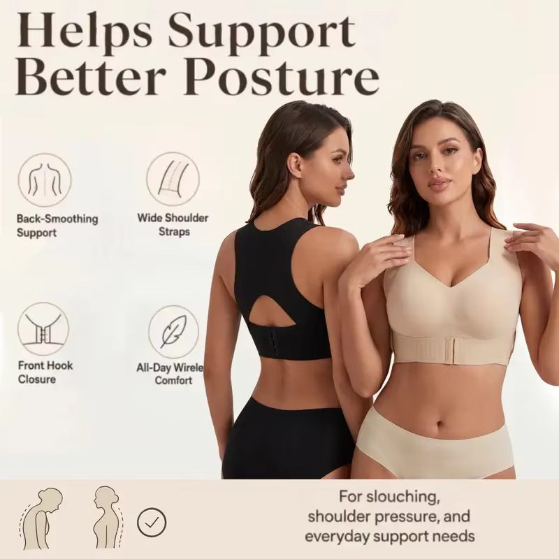 Cross-border TK jelly bra with front clasp, cross-strap, push-up, plus-size, seamless, wire-free, comfortable women's bra, high-end Cross-border TK jelly bra with front clasp, cross-strap, push-up, plus-size, seamless, wire-free, comfortable women's bra, high-end