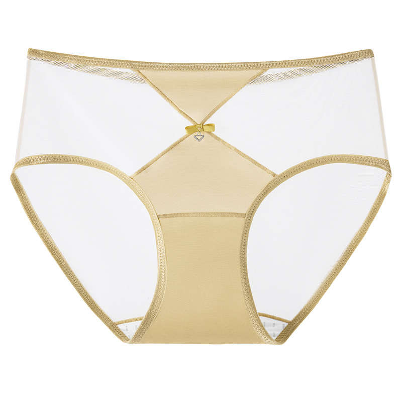 Encaje francés sexy seda de hielo de satén transpirable para niñas ropa interior de mujer agujeros transpirables entrepierna agradable para la piel calzoncillos de mujer