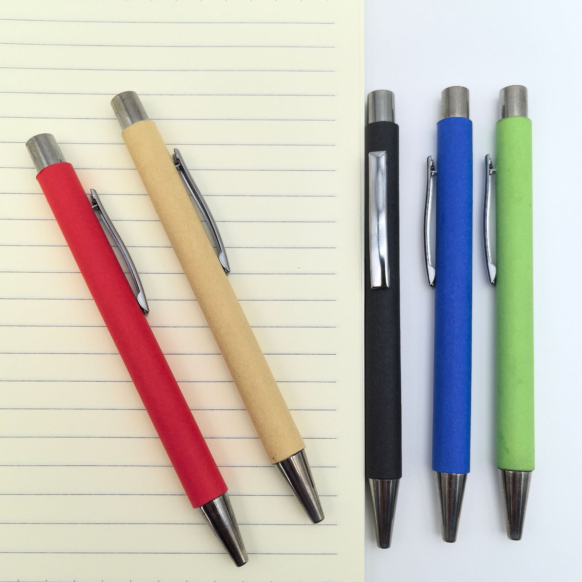 Pluma de bola de tubo de papel creativo pulsación de color ecológico imitación de plástico de plástico de plástico publicitario promoción de color personalizado