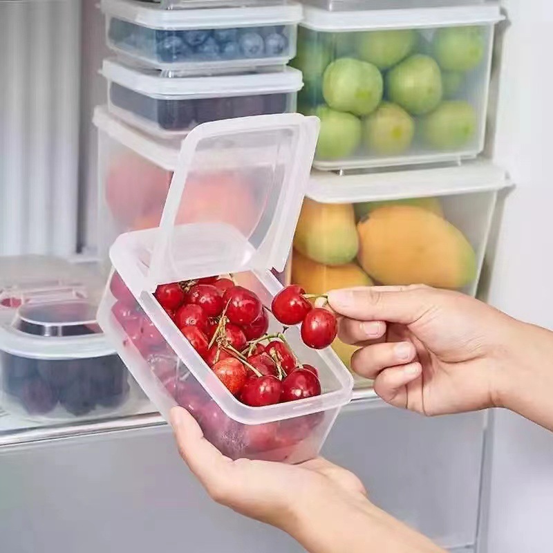 Caja de almacenamiento, caja de almacenamiento apta para alimentos, caja pequeña para envasar frutas y verduras, caja de almacenamiento, caja de conservación de alimentos apta para refrigerador.