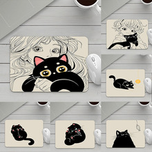 卡通猫咪电脑办公桌垫可爱键盘垫简约小号鼠标垫加厚防滑精密锁边