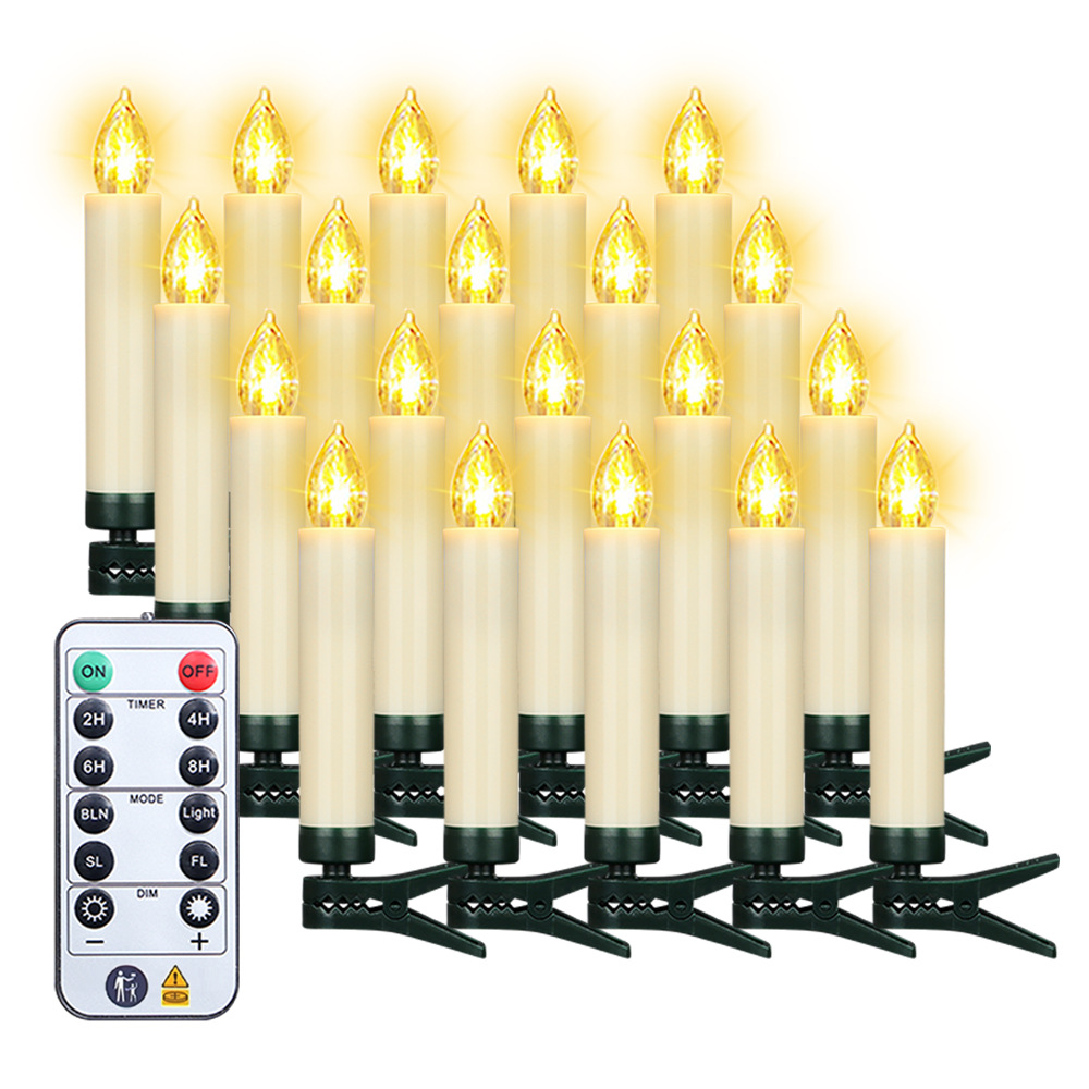 Candelabro electrónico con control remoto, cabeza de cristal, temporizador, decoración navideña y de ambiente para Halloween, llama de vela de plástico simulada.