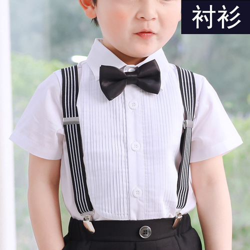 Summer children's shirt, baby boy, Korean style short-sleeved cotton shirt, handsome inner suit, children's performance clothing