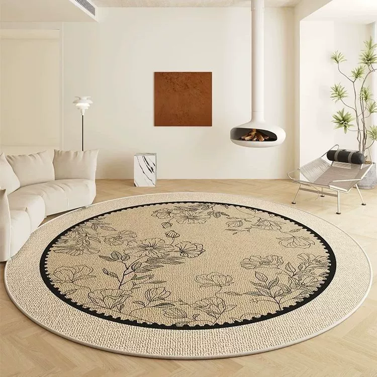 Коврик для пола, французский круглый ковер, гостиная, ретро, ​​стиль середины века, одеяло для дивана, спальня, элитный туалетный столик, стул