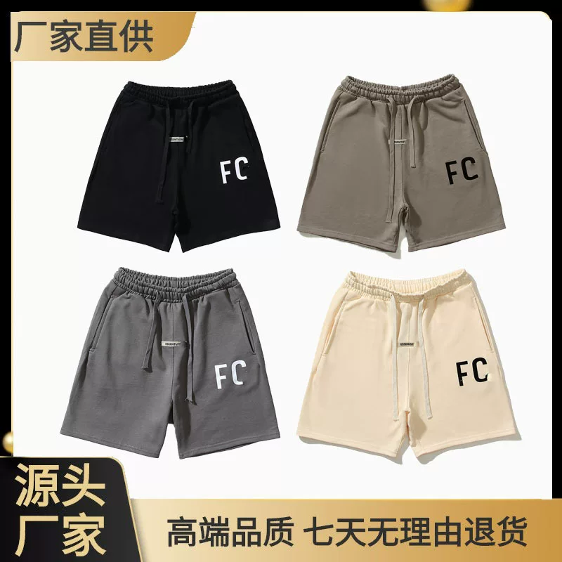 High-version FOG main line ESS trendy brand shorts flocking printed summer loose terry cloth sports and casual trousers men