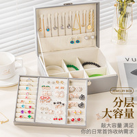 Hộp đựng đồ trang sức Liuwei hai lớp kiểu châu Âu, dung tích lớn, dùng để đựng khuyên tai, khuyên tai dạng ghim, dây chuyền, nhẫn và các loại trang sức khác.