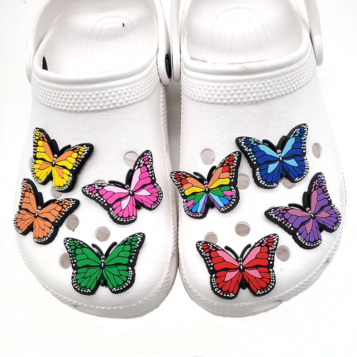 Butterfly series shoe buckles, cross-border supply of PVC clogs, floral shoe buckles, soft rubber shoe accessories, cror jewelry