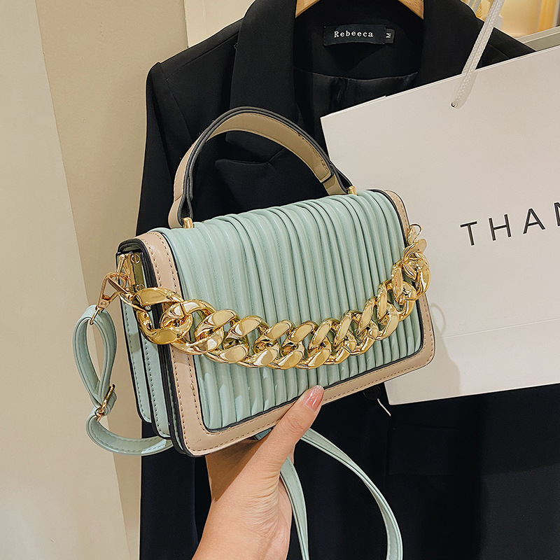 Bolso de mujer 2024, nuevo estilo coreano, bolso bandolera plisado de moda, bolso de hombro con estilo occidental, pequeño bolso cuadrado de cadena a la moda