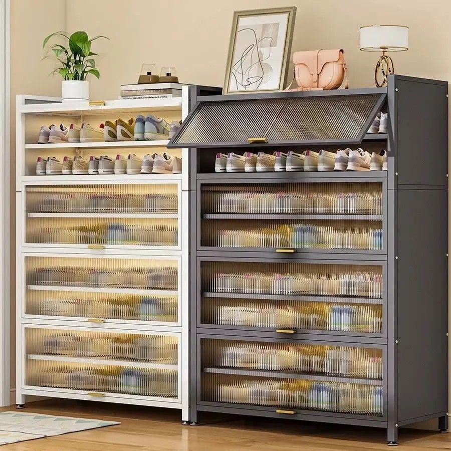Steel Shoe Cabinet Household Multi-Layer Storage Cabinet Thickened Large-Capacity Shoe Rack New Indoor Entry Dust-Proof Shoe Cabinet Entrance