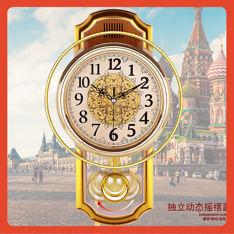 Reloj de pared de estilo retro europeo de swing sala de estar simple de moda dormitorio silencioso reloj de cuarzo reloj moderno