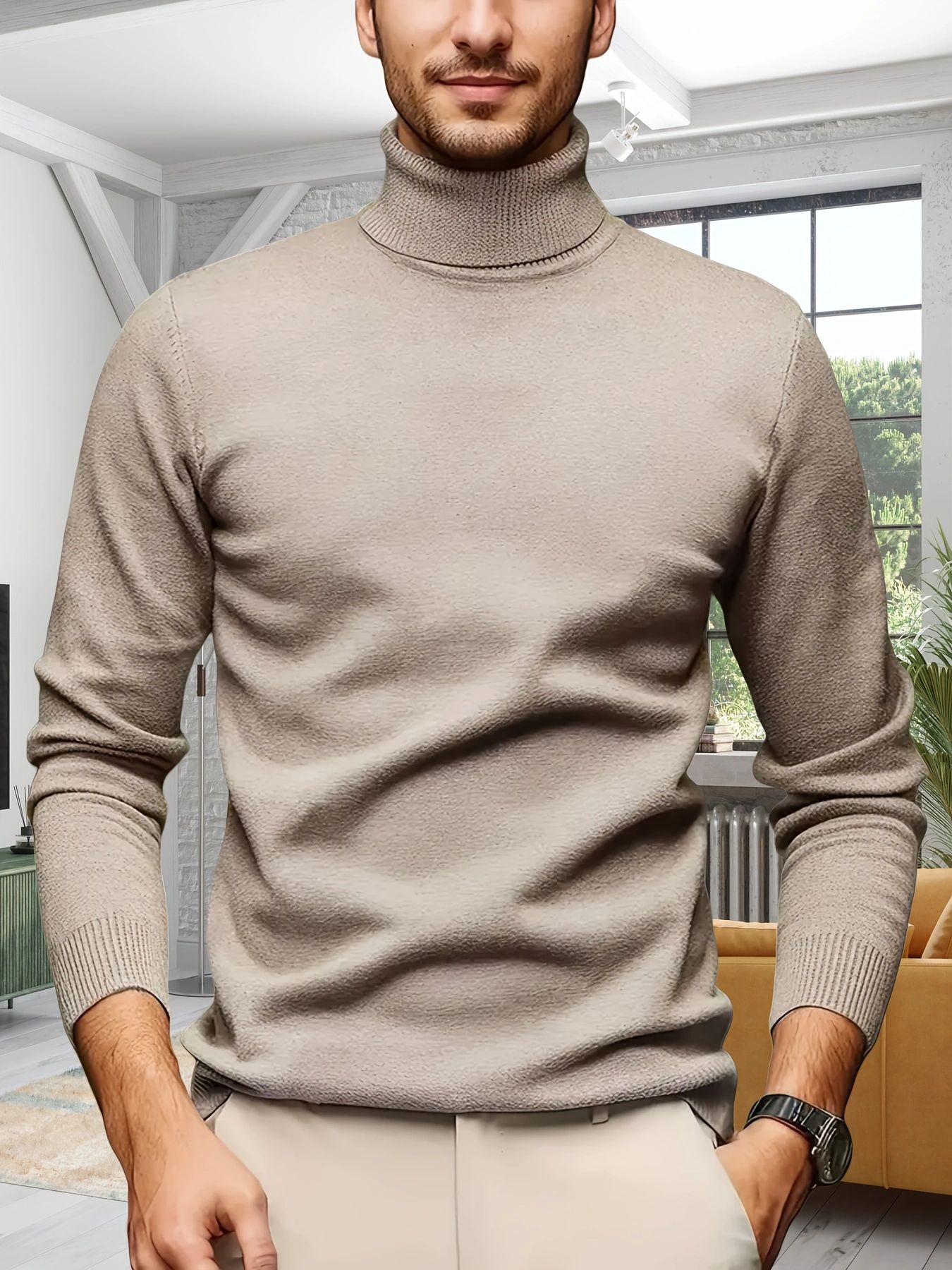demi-season fashionable solid color knitted sweater