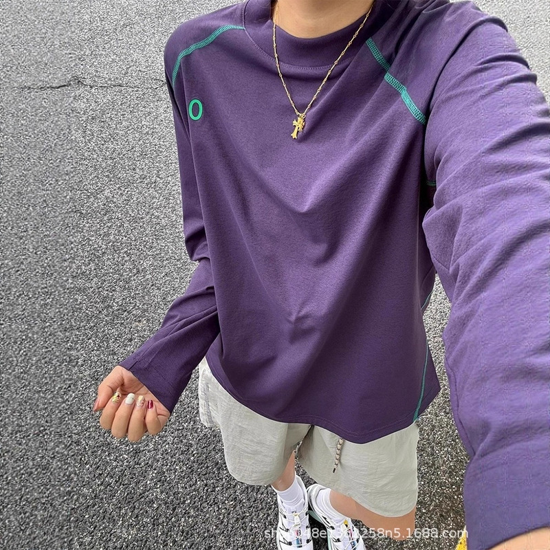Grape Purple New Quick-Drying Long-Sleeved T-Shirt for Men in Autum Outdoor Cool Sun Protection Cycling Clothing Running Sports Top