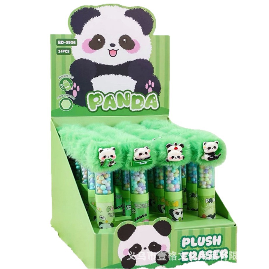 Nuevos productos lindos borradores rotativos de peluche rotativos de goma hexagonal de dibujos animados calentados bola calentada reducción de presión borradora