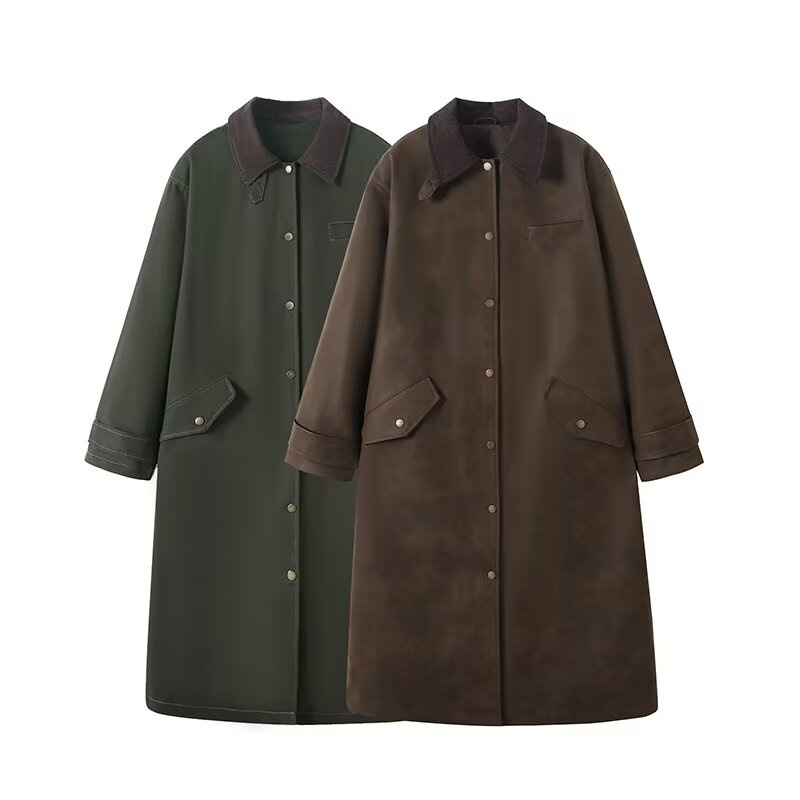 Cross-Border Supply 2025 Autumn and Winter New European and American Style Lazy Style High-End Long Lapel Leather Jacket for Women Autumn and Winter