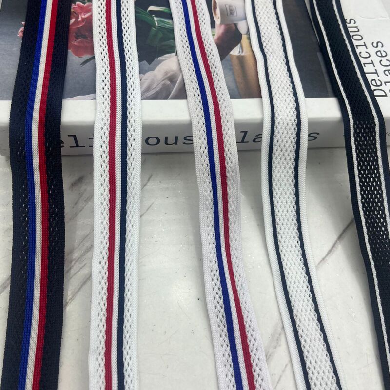 Factory new contrast color stripe mesh belt hollow webbing fashion explosion micro-elastic casual suit pants side belt