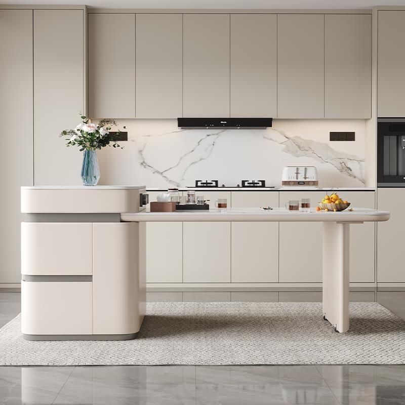 Island Dining Table Integrated Modern Retractable Simple Slate Kitchen Small Apartment Cream Multi-Functional Home Island Combination