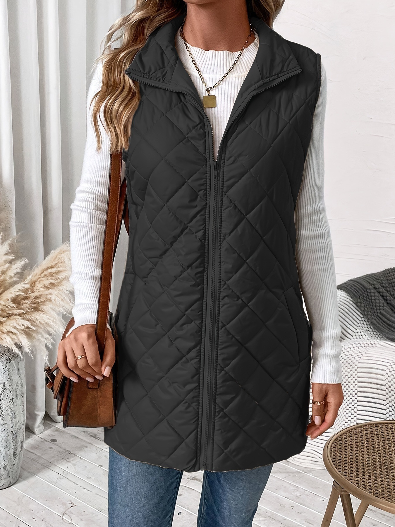 Women's Gender Casual Style Women's Casual Solid Color Zipper Coat Cotton Clothes Vest
