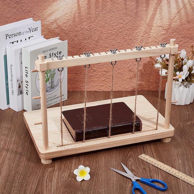 Wooden Book Binding Tool for Home Use, Binding Sewing Frame with Twine, Desktop Book Binding Tool, Sewing Frame Wooden Book Binding Tool for Home Use, Binding Sewing Frame with Twine, Desktop Book Binding Tool, Sewing Frame