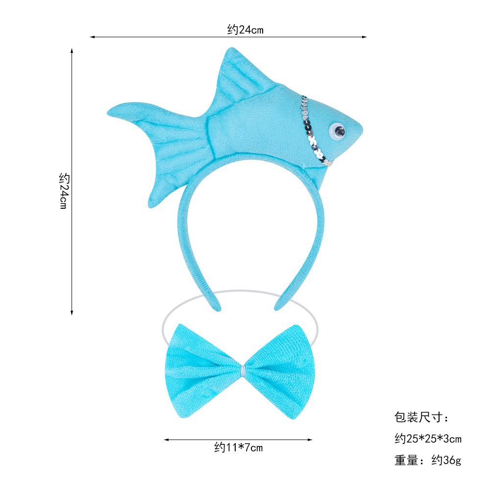 Wansheng rendimiento de la etapa tocado suministros de juego de Navidad peces animales diadema Vida Marina Goldfish diadema