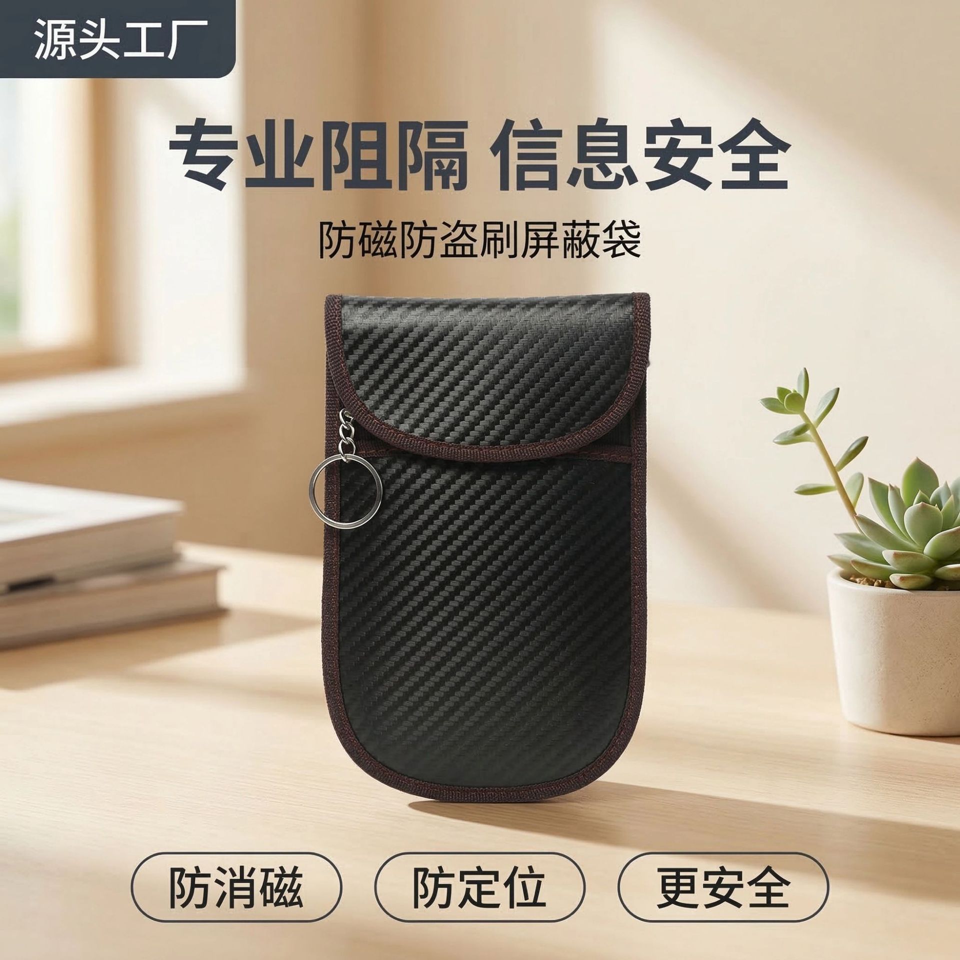 RFID手机信号屏蔽袋碳纤维防辐射汽车钥匙包5.5寸机便携式多功能