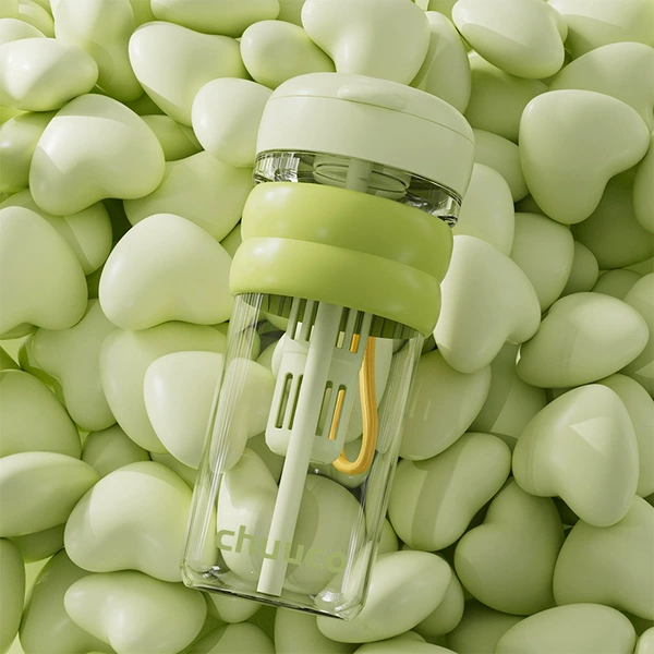 Dopamine handle plastic cup - green (single cup comes with tea warehouse + lifting rope + straw)