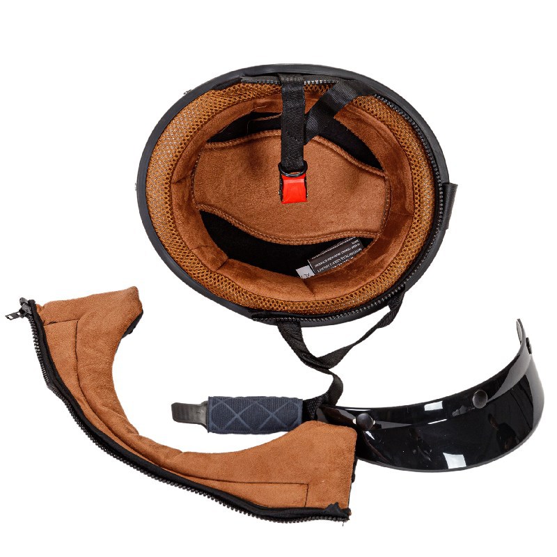 Vintage pusķivere ar malu ar noņemamu motocikla ķiveri ar priekšautiņu Elektriskā veloķivere Halewind_voghion.com