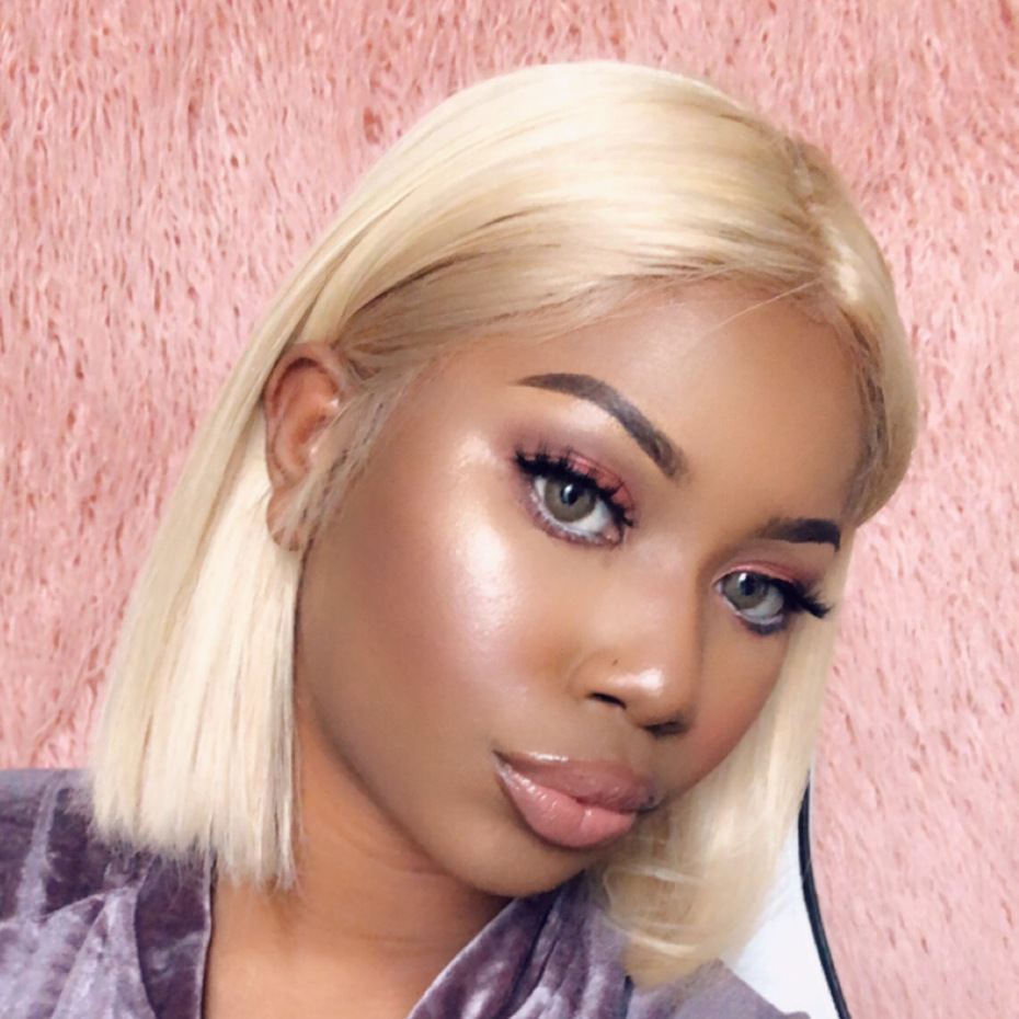 Perruque front lace blond platine style bob synthétique pour femme_voghion.com
