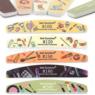 Macaron Color Nail File Strip Color Half-Moon Sanding Strip Double-sided Nail File for Real Nail Makeup
