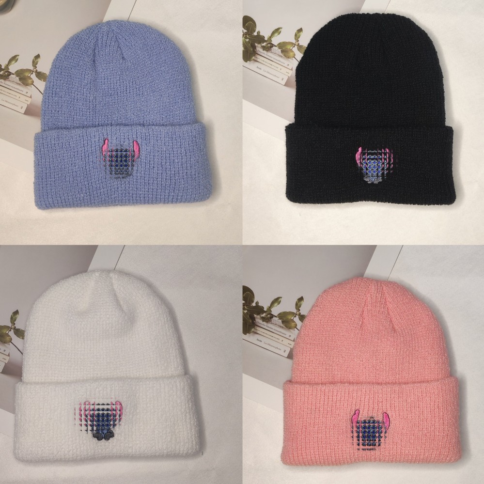 跨境可爱小动物刺绣针织帽欧美卡通毛线帽保暖帽情侣套头帽