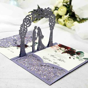 Amazon glitter paper pearlescent invitation letter powder laser hollow engagement festive invitation style can be set