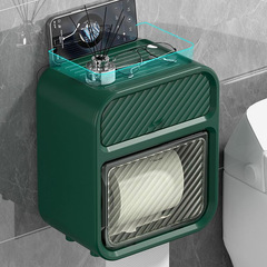 Bathroom tissue box wall-mounted paper roll punch-free paper box storage box home bathroom double-layer storage rack