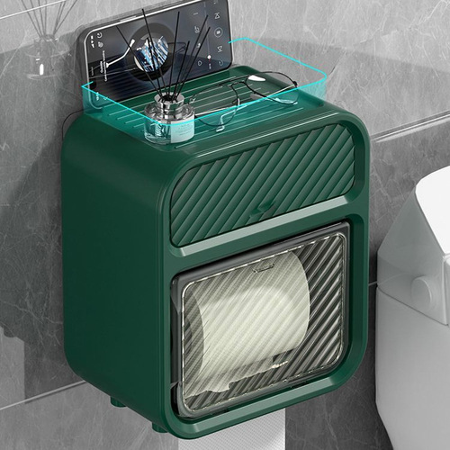 Bathroom tissue box wall-mounted paper roll punch-free paper box storage box home bathroom double-layer storage rack