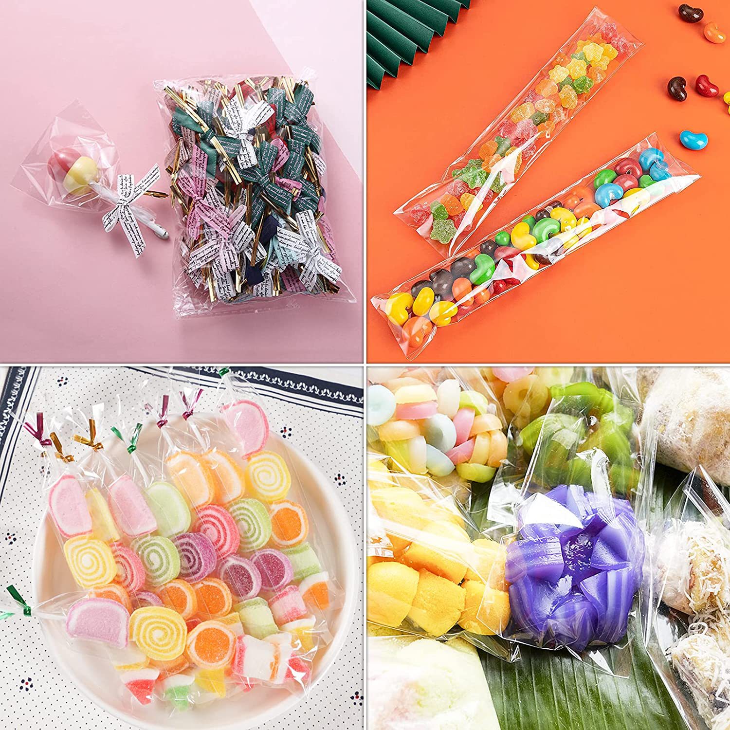 Nuevo material transparente bolsa de embalaje de plástico OPP bolsa autoadhesiva bolsa de caramelo Lollipop bolsa de embalaje para hornear bolsa de embalaje de paja