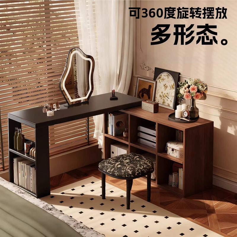 Medieval-Style Desk for Home Use, Retro Semi-Enclosed Computer Desk, Girls' Bedroom Corner Dressing Table, Storage Cabinet Integrated Table Medieval-Style Desk for Home Use, Retro Semi-Enclosed Computer Desk, Girls' Bedroom Corner Dressing Table, Storage Cabinet Integrated Table