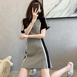 法式polo领连衣裙女2026年夏季新款设计感小众时尚撞色休闲灰色裙