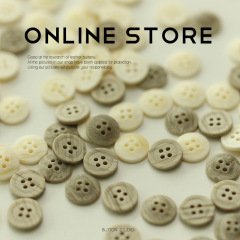 MOSN 樹脂四眼仿木紋紐扣夏裝襯衣小扣子開衫毛衣上衣服裝袖領扣