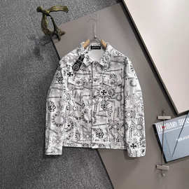 Chrome Hearts2024新款重工满印提花长袖牛仔衬衫明星同款上衣男